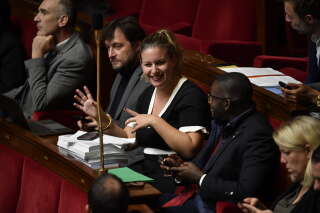 French leftist party LFI member of Parliament Mathilde Panot attends a debate prior to two votes of no confidence registered by the left-wing and the far-right over the government's usage of the constitution's article 49,3 to force its 2023 budget through parliament without a vote, at the French National Assembly in Paris on October 23, 2022. - France's lower house left-wing coalition NUPES (Nouvelle Union Populaire Ecologique et Sociale - New People's Ecologic and Social Union) and far-right Rassemblement National (RN) group both called for no confidence votes to force the government's resignation, as warranted through the use of article 49,3, after it sought to force the first portion of its budget through parliament on October 19. (Photo by JULIEN DE ROSA / AFP)