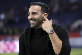 PARIS, FRANCE - MAY 8: Adil Rami of Troyes following the Ligue 1 Uber Eats match between Paris Saint-Germain (PSG) and ESTAC Troyes at Parc des Princes stadium on May 8, 2022 in Paris, France. (Photo by John Berry/Getty Images)