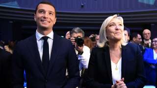 Marine Le Pen et Jordan Bardella lors du Congrès du RN le 5 novembre 2022.