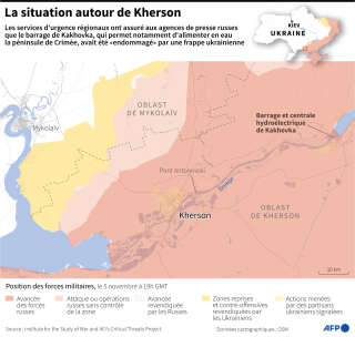 La situation autour de Kherson en Ukraine au 6 novembre 2022