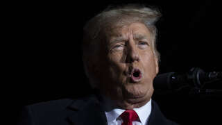 VANDALIA, OHIO - NOVEMBER 07: Former U.S. President Donald Trump speaks at a campaign rally on the eve of Election Day at the Dayton International Airport on November 7, 2022 in Vandalia, Ohio. Trump is in Ohio campaigning for Republican candidates, including U.S. Senate candidate JD Vance, who faces U.S. Rep. Tim Ryan (D-OH) in tomorrow's general election.  (Photo by Drew Angerer/Getty Images)