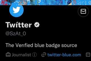 A fake Twitter account with real certification, but a totally wacky @.