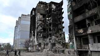 Bâtiments détruits à Borodianka, en Ukraine, en avril.