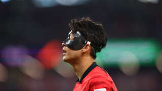AL RAYYAN, QATAR - DECEMBER 02:  Son Heung-min of Korea Republic looks dejected during the FIFA World Cup Qatar 2022 Group H match between Korea Republic and Portugal at Education City Stadium on December 2, 2022 in Al Rayyan, Qatar. (Photo by Marc Atkins/Getty Images)