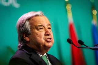 United Nations Secretary General Antonio Guterres speaks during the opening ceremony of the United Nations Biodiversity Conference (COP15) at Plenary Hall of the Palais des congrès de Montréal in Montreal, Quebec, Canada, on December 6, 2022. (Photo by Andrej IVANOV / AFP)