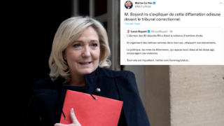 La présidente du groupe parlementaire du Rassemblement national (RN), parti d’extrême droite français, Marine Le Pen, arrive pour une réunion avec le Premier ministre français dans le cadre de discussions sur la réforme des retraites, à l’hôtel Matignon, à Paris, le 15 décembre 2022.