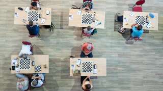 12 August 2022, Saxony, Bautzen: Participants of the international chess tournament 