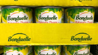 Bonduelle corn cans are seen in this illustration photo taken in a shop in Krakow, Poland on October 5, 2022. (Photo by Jakub Porzycki/NurPhoto via Getty Images)