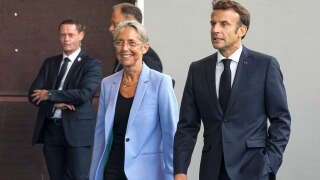 Emmanuel Macron et Élisabeth Borne, le 8 septembre 2022 à Marcoussis.