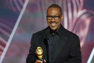 BEVERLY HILLS, CALIFORNIA - JANUARY 10: 80th Annual GOLDEN GLOBE AWARDS -- Pictured: Honoree Eddie Murphy accepts the Cecil B. DeMille Award onstage at the 80th Annual Golden Globe Awards held at the Beverly Hilton Hotel on January 10, 2023 in Beverly Hills, California. -- (Photo by Rich Polk/NBC via Getty Images)