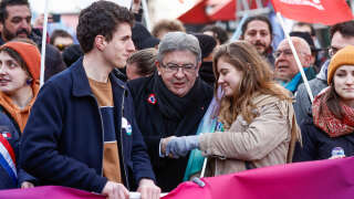 Jean-Luc Melenchon, member of French far-left opposition party La France Insoumise (France Unbowed - LFI) attends a rally, called by left-wing La France Insoumise (LFI) party and Youth organizations, to protest against the French government's pension reform plan in Paris, France, January 21, 2023. REUTERS/Benoit Tessier