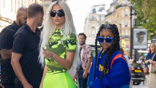 PARIS, FRANCE - JULY 05: Kim Kardashian and North West are seen during the Paris Fashion Week on July 05, 2022 in Paris, France. (Photo by Marc Piasecki/WireImage)