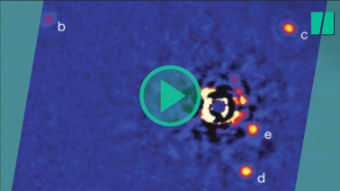 Les planètes HR8799 tournant autour de leur étoile, à 133 années-lumière de la Terre.