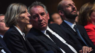 Francois Bayrou et Marielle de Sarnez en mai 2019 lors d’un meeting de LREM. La vice-présidente du MoDem est décédée le 13 janvier 2021 d’une leucémie.