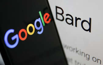 Google logo displayed on a phone screen and Bard sign on Google website displayed on a screen are seen in this illustration photo taken in Krakow, Poland on February 6, 2023. (Photo by Jakub Porzycki/NurPhoto via Getty Images)
