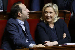 Marine Le Pen et Sébastien Chenu photographiés à l’Assemblée nationale le 7 février (illustration).