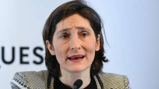 French Sports Minister Amelie Oudea-Castera holds a press conference on the oversight mission conducted by France's IGESR organization, Inspection Generale de l'Education, du Sport et de la Recherche (General Inspection of Education, Sport and Research), looking into the management of the French Football Federation (FFF), at the Ministry of Sport in Paris, on February 15, 2023. (Photo by Alain JOCARD / AFP)