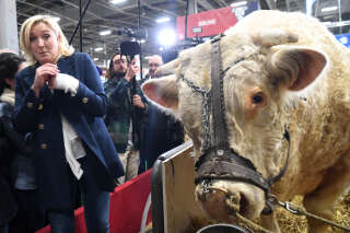 Blessée à une jambe, Marine Le Pen va devoir faire l’impasse sur la traditionnelle visite au salon de l’agriculture (photo d’archive prise lors de la visite de 2022 de Marine Le Pen à la porte de Versailles).
