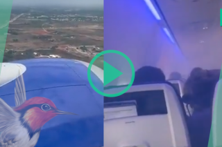 Scène de panique dans un avion au moteur en feu à Cuba