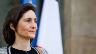 (FILES) In this file photo taken on February 15, 2023, French Sports Minister Amelie Oudea-Castera walks after taking part in the weekly cabinet meeting at The Elysee Presidential Palace in Paris. - Oudea-Castera said on radio RTL on March 1, 2023, that she 