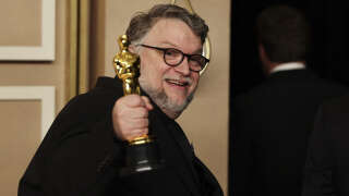 Guillermo del Toro celebrates with the Oscar for Best Animated Feature Film for 