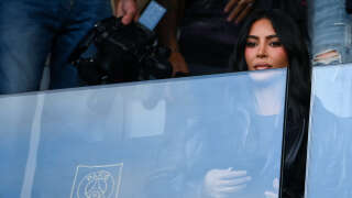 US socialite Kim Kardashian attends the French L1 football match between Paris Saint-Germain (PSG) and Stade Rennais FC at The Parc des Princes Stadium in Paris on March 19, 2023. (Photo by FRANCK FIFE / AFP)