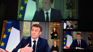Emmanuel Macron lors de son interview ce mercredi 22 mars.