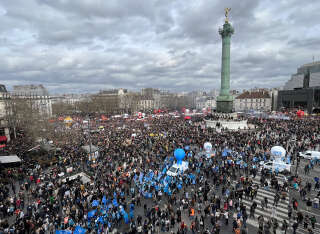 Une nouvelle journée de mobilisation contre la réforme des retraites est prévue le mardi 28 mars. (Place de la Bastille, Paris, 23 mars 2023)
