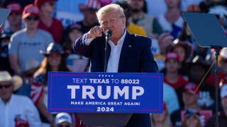 Former US President Donald Trump at a rally for the 2024 election campaign in Waco, Texas on March 25, 2023.