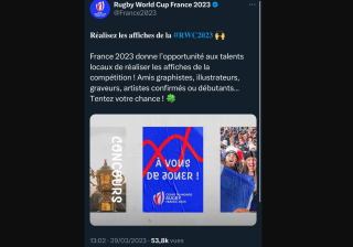 Capture d’écran du tweet du Comité d’organisation de la Coupe du monde présentant les contours de ce concours d’affiche.