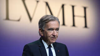 LMVH head Bernard Arnault announces the group's 2022 results at the LVMH headquarters in Paris on January 26, 2023. - The world's top luxury group LVMH said that its sales and net profit both hit new heights last year, driven by strong demand in Europe and the United States. Sales came in at 79 billion euros ($86 billion) and net profit at 14 billion euros for 2022 -- both new records for the group, whose brands include Bulgari, Givenchy, Louis Vuitton, and TAG Heuer. (Photo by Stefano Rellandini / AFP)