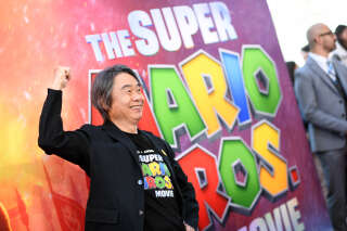 Le producteur et concepteur de jeux vidéo japonais Shigeru Miyamoto, ici assistant à la l’avant-première de « Super Mario Bros, le film » à Los Angeles, le 1er avril 2023.