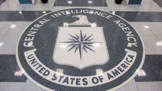 The Central Intelligence Agency (CIA) seal is displayed in the lobby of CIA Headquarters in Langley, Virginia, on August 14, 2008. (Photo by SAUL LOEB / AFP)