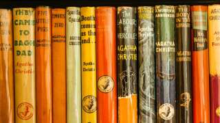 England, Devon, Galmpton, Agatha Christie's Holiday Home Greenway, The Library, Display of Agatha Christie Novels (Photo by: Dukas/Universal Images Group via Getty Images)
