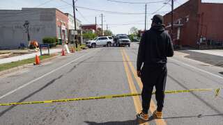 DADEVILLE, AL - APRIL 16: DJ Keenan Cooper looks at the scene following a shooting that took place Saturday night at the Mahogany Masterpiece dance studio on April 16, 2023 in Dadeville, Alabama. According to reports, at least four people were killed and others injured in a shooting during a birthday party at the dance studio on Saturday night.   Megan Varner/Getty Images/AFP (Photo by Megan Varner / GETTY IMAGES NORTH AMERICA / Getty Images via AFP)