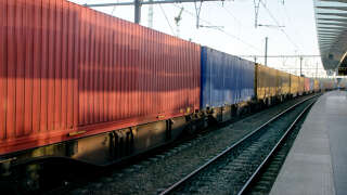 Freight train with cargo containers