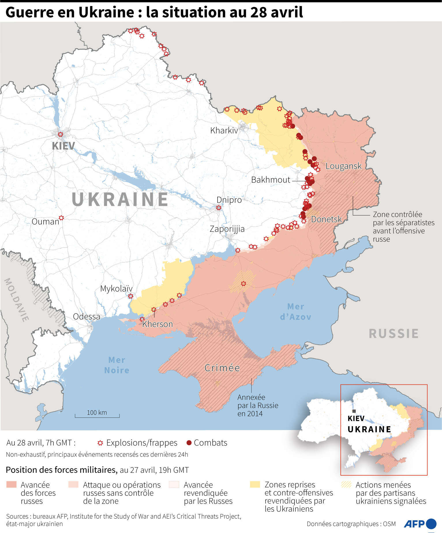 La situation en Ukraine au 28 avril 2023.