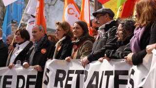 À la veille du 1er mai, les opposants à la réforme des retraites dénoncent la fébrilité de l’exécutif (photo prise le 6 avril à Paris)