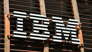 The IBM logo is pictured in the Garibaldi-Porta Nuova modern district of Milan  on June 22, 2021. (Photo by MIGUEL MEDINA / AFP)