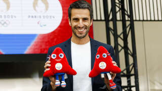 PARIS, FRANCE - NOVEMBER 14: President of Paris 2024 Tony Estanguet, introduces Paris 2024 Olympic and Paralympic mascots named Les Phryges during their official presentation in Saint-Denis, north of Paris during the Paris 2024's Press Conference To Unveil Paris Olympics Mascots on November 14, 2022 in Paris, France. (Photo by Antonio Borga/Eurasia Sport Images/Getty Images)
