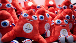 This photograph taken on November 15, 2022, in Paris, shows plush toys of the 