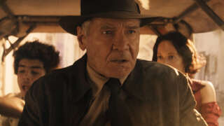 (L-R): Teddy (Ethann Isidore), Indiana Jones (Harrison Ford) and Helena (Phoebe Waller-Bridge) in Lucasfilm's INDIANA JONES AND THE DIAL OF DESTINY. ©2023 Lucasfilm Ltd. & TM. All Rights Reserved.