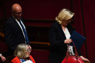 Éric Ciotti et Marine Le Pen photographiés à l’Assemblée nationale (illustration).