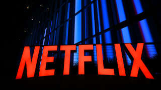 Le logo Netflix au Netflix Tudum Theatre de Los Angeles, en Californie, le 14 septembre 2022.