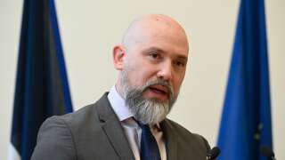 (FILES) French Prefect Christian Gravel, head of the Interministerial Committee for the Prevention of Crime and Radicalisation (CIPDR) speaks during a press conference with Miviludes new head in Paris on February 1, 2023. Christian Gravel, prefect in charge of the 