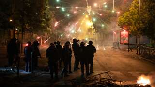 Lors des émeutes après la mort de Nahel, dans le quartier de la cité Pablo Picasso à Nanterre, dans la nuit du 29 au 30 juin 2023.