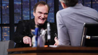 LATE NIGHT WITH SETH MEYERS --  Episode 1355 -- Pictured: (l-r) Filmmaker Quentin Tarantino during an interview with host Seth Meyers on November 15, 2022 -- (Photo by: Lloyd Bishop/NBC via Getty Images)