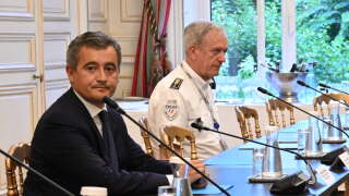 Gerald Darmanin, ministre français de l’Intérieur, et Frédéric Veaux, directeur général de la police nationale, à Beauveau, le 27 juillet 2023.