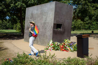 À Berlin, ce monument qui honore la mémoire des victimes gay du nazisme a été la cible d’une action homophobe (photo d’illustration prise en juillet 2018).
