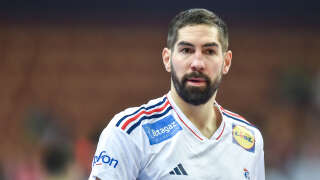 KATOWICE, POLAND - JANUARY 16: Nikola Karabatic of France looks on during IHF Mens World Championship match between Slovenia and France on January 16, 2023 in Katowice, Poland. (Photo by PressFocus/MB Media/Getty Images)